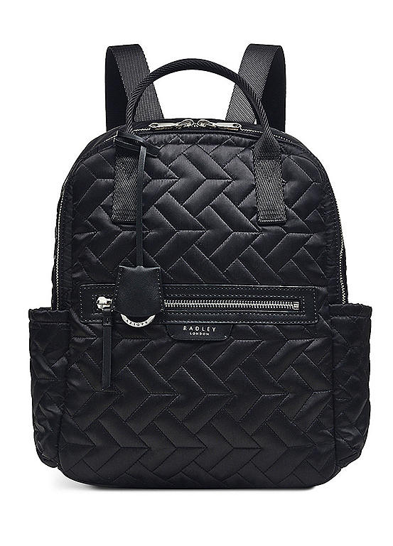 Radley London Finsbury Park Black Quilt Medium Ziptop Backpack