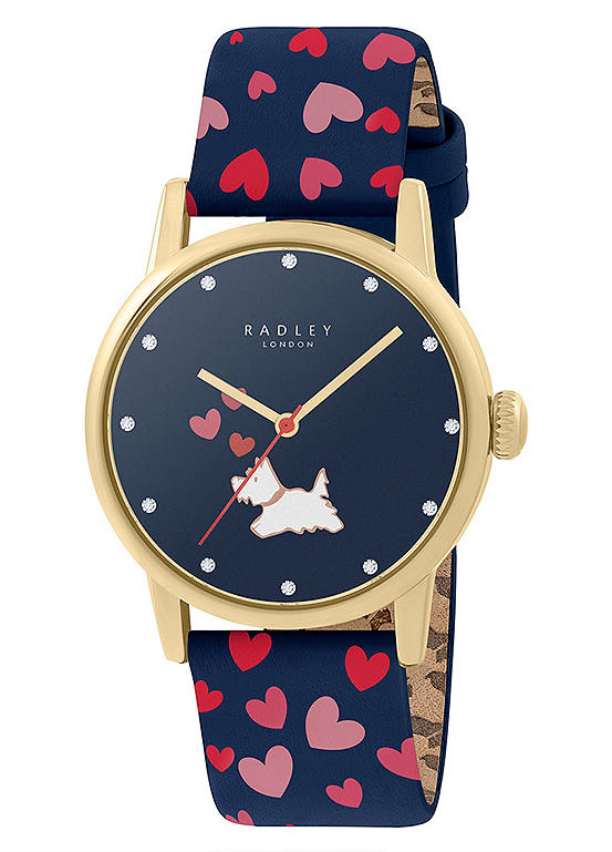 Radley London Gold Plated Heart Print Leather Strap