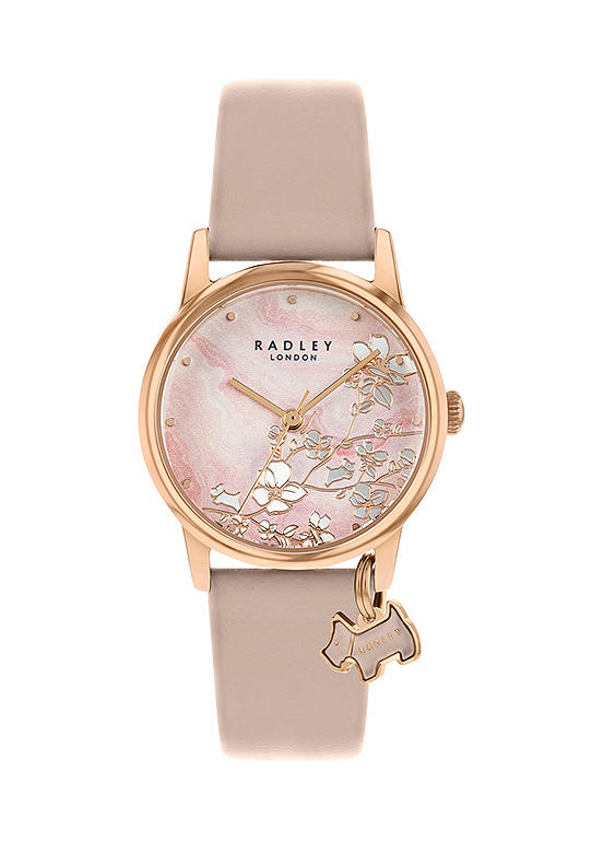 Radley London Ladies Botanical Floral Watch with Light Pink Leather Strap and Charm