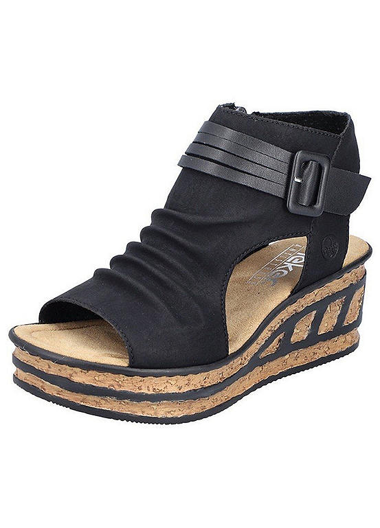 Rieker Zip Detail Wedge Sandals