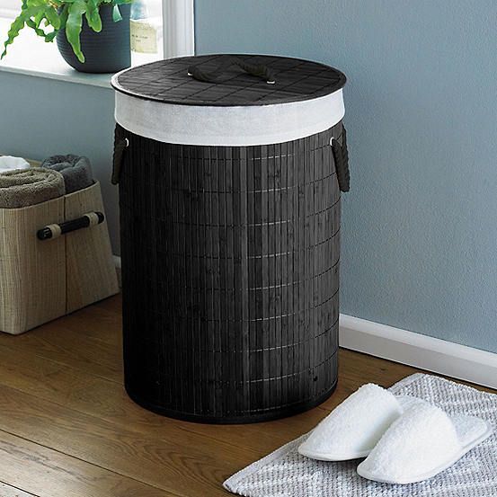 Round Bamboo Charcoal Laundry Basket