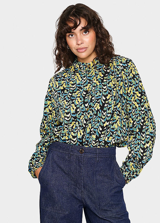 Saint Tropez Darlene Printed Mandarin Collar Shirt Kaleidoscope