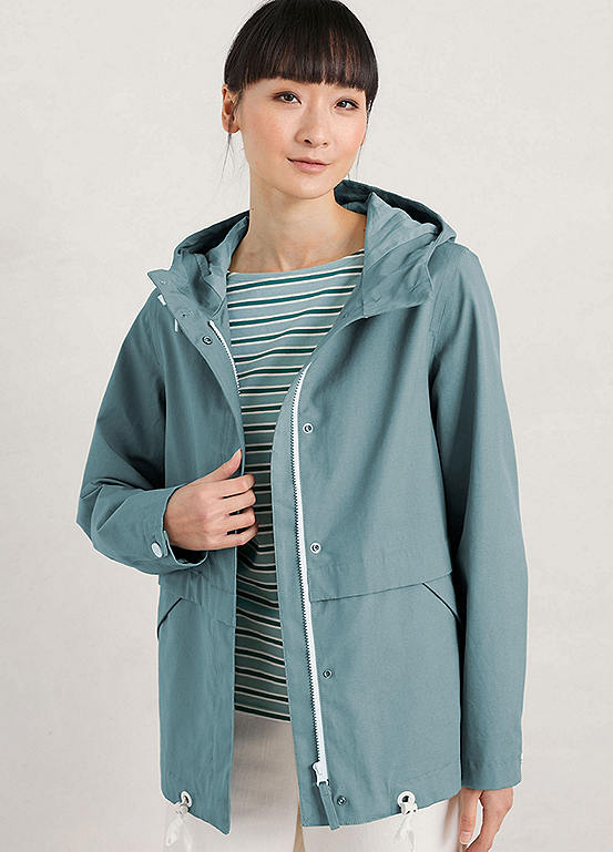 Seasalt Cornwall Blue Depth Waterproof Jacket Green Kaleidoscope
