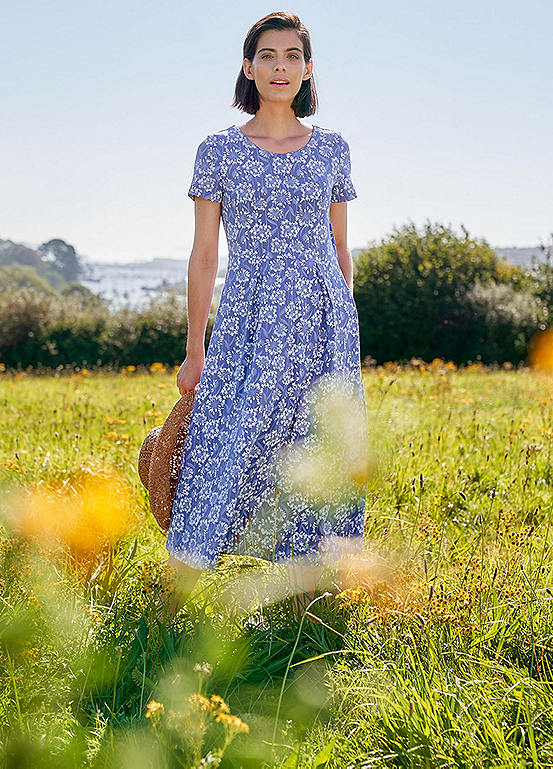 Seasalt Cornwall Blue Veronica Short Sleeve Jersey Midi Dress ...