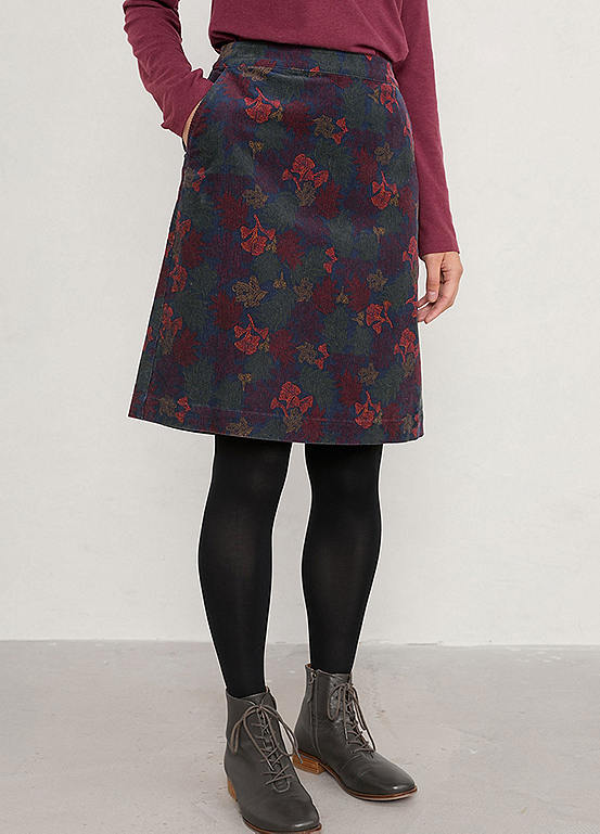 Seasalt Cornwall Ferry Crossing Needlecord Skirt Navy Kaleidoscope