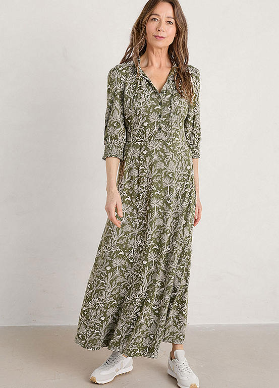 Seasalt Cornwall Green Felicity Jersey Midi Dress Kaleidoscope