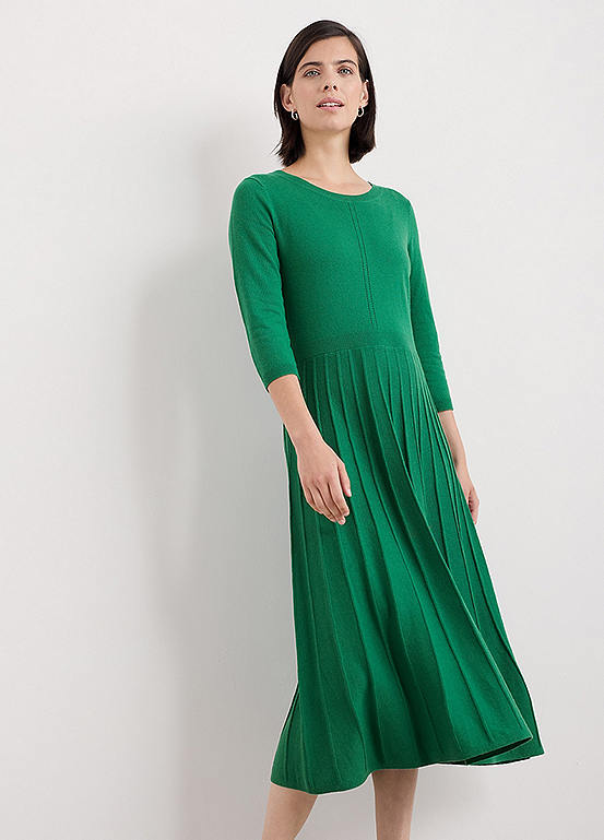 Seasalt Cornwall Green Folk Song Knitted Midi Dress | Kaleidoscope
