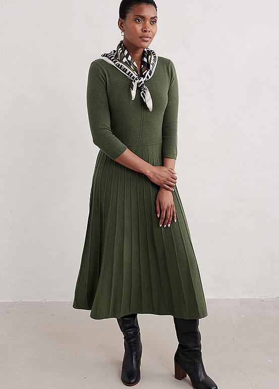 Seasalt Cornwall Green Folk Song Knitted Midi Dress | Kaleidoscope