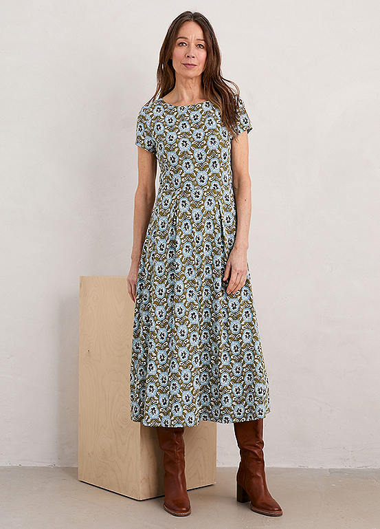 Seasalt Cornwall Green Wild Bouquet Jersey Midi Dress | Kaleidoscope