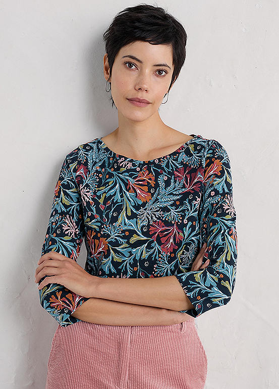 Seasalt Cornwall Multi Easel Three-Quarter Sleeve Top | Kaleidoscope