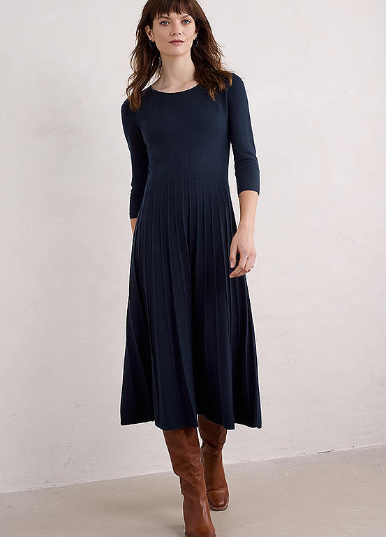 Seasalt Cornwall Navy Folk Song Knitted Midi Dress | Kaleidoscope