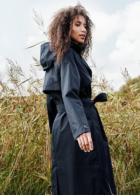 Seasalt Cornwall Navy Penweathers Waterproof Trench Coat Kaleidoscope