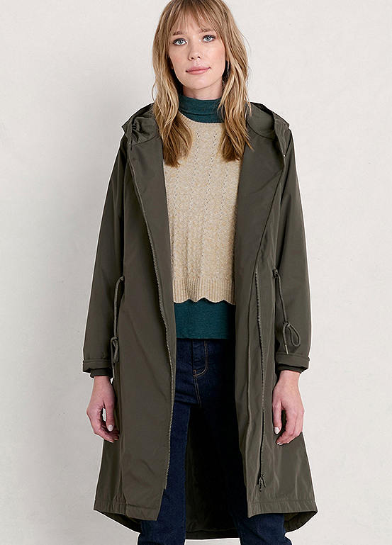 Seasalt Cornwall Pentewan Waterproof Coat Green Kaleidoscope