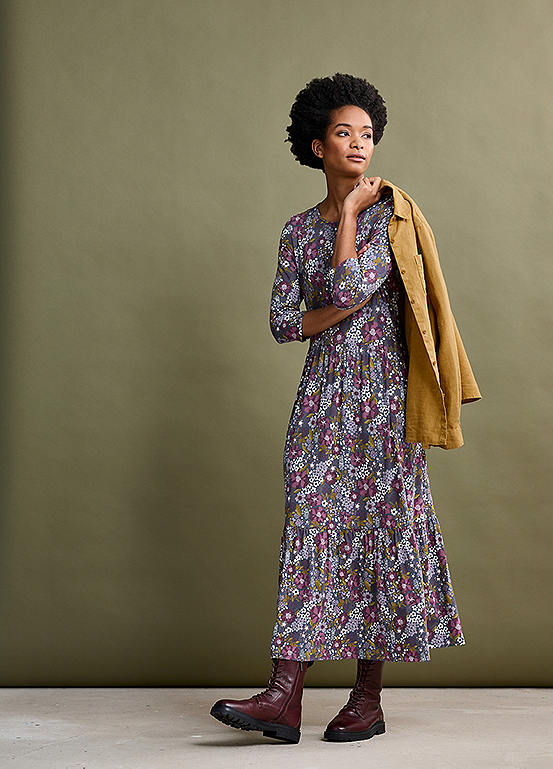 Seasalt Cornwall Purple Floral Tor View Dress Kaleidoscope