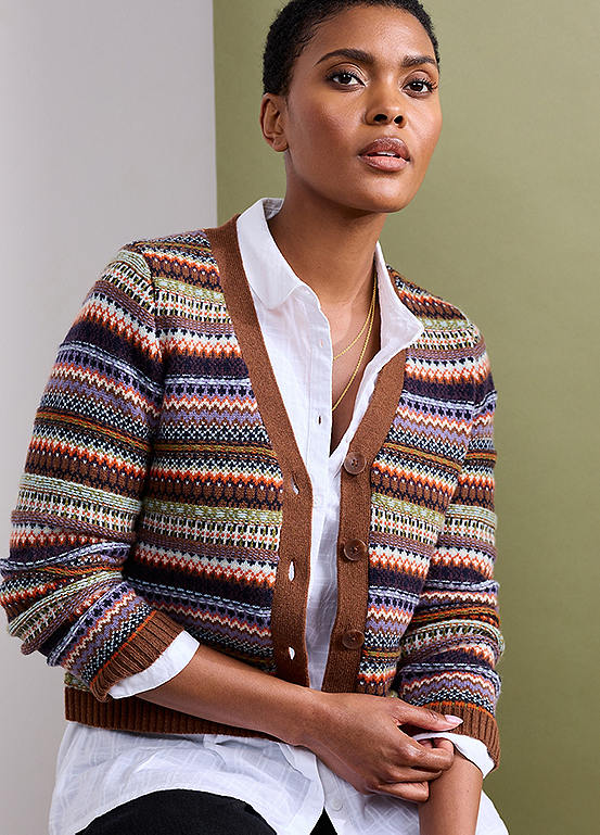 Seasalt Cornwall Purple Lamorna Lane Fair Isle Cardigan | Kaleidoscope