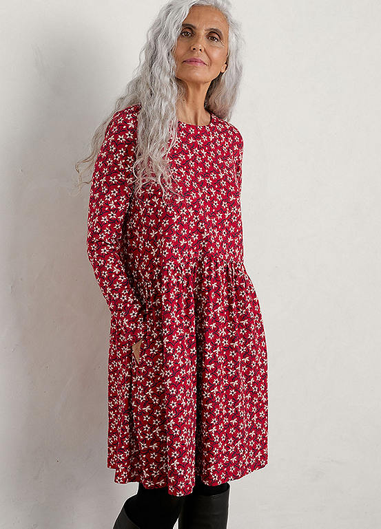 Seasalt Cornwall Red Sea Mirror Jersey Long Sleeve Dress Kaleidoscope