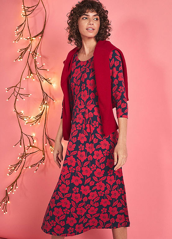 Seasalt Cornwall Red Veronica Midi Dress Kaleidoscope