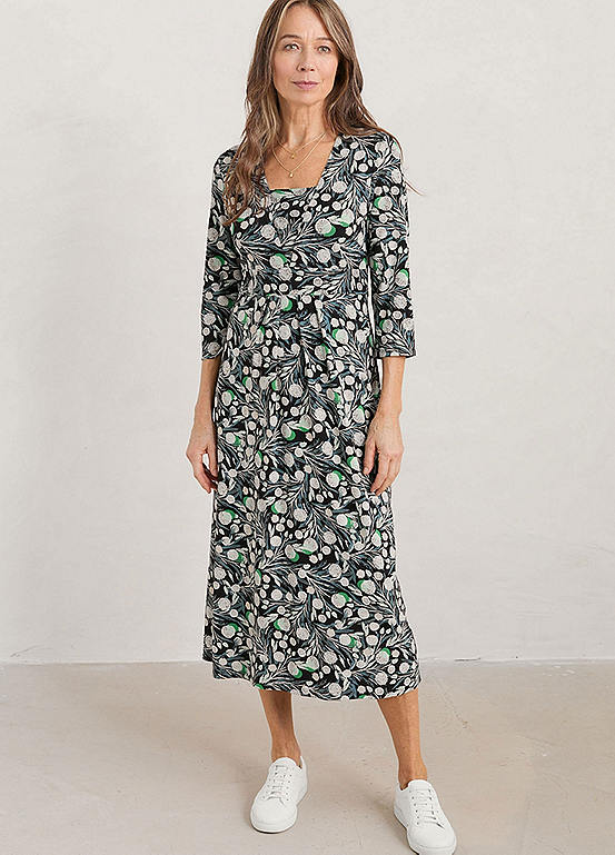 Seasalt Cornwall Seed Packet Midi Dress Black Kaleidoscope