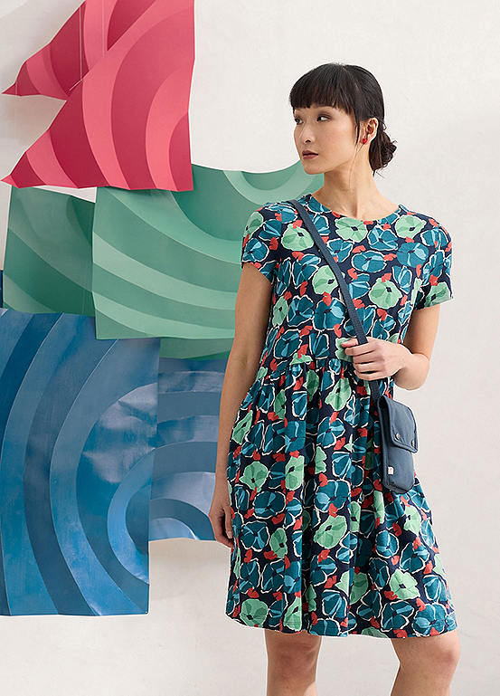 Seasalt Cornwall Short Sleeve Sea Mirror Dress Kaleidoscope