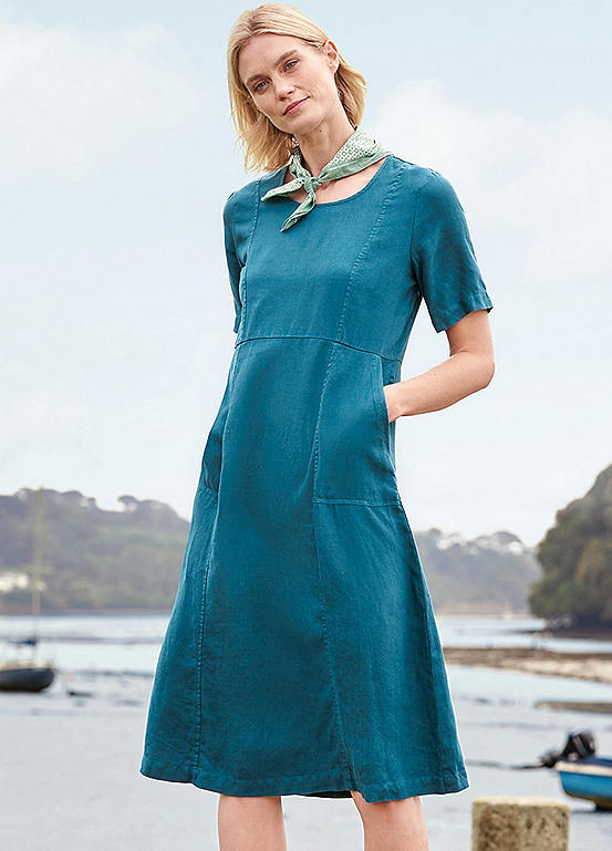 Seasalt Cornwall Teal Grass Wave Dress