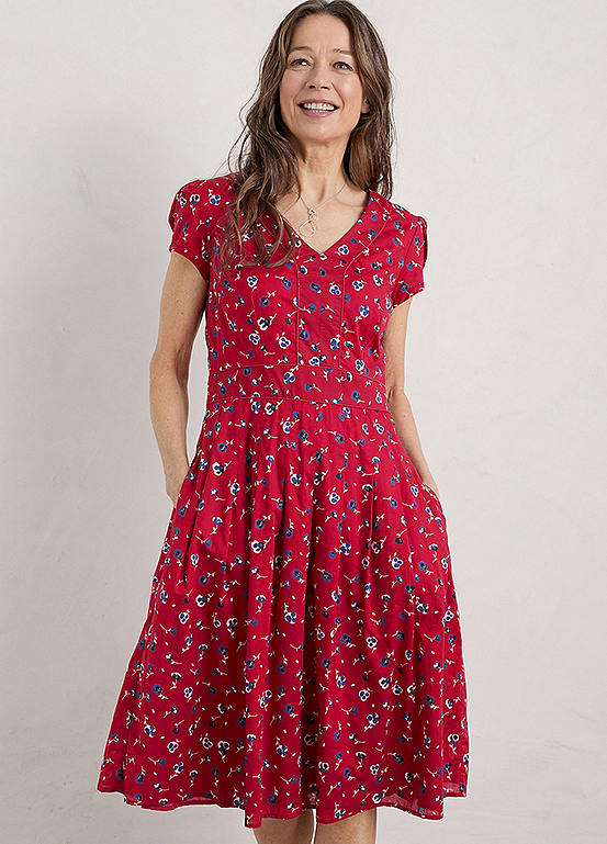 Seasalt Cornwall Villa Garden Dress Red Kaleidoscope