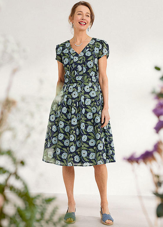 Seasalt Cornwall Villa Garden Tea Dress Navy Kaleidoscope