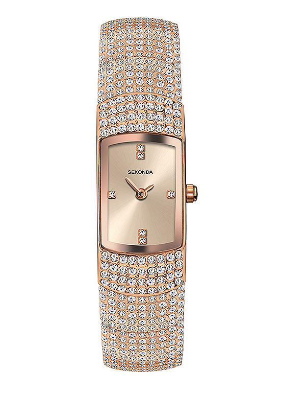 Sekonda Ladies Dazzle Rose Gold Alloy Bracelet Analogue 17mm Watch