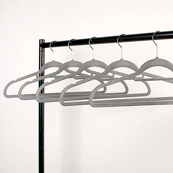 Set of 10 Grey Flocked Hangers