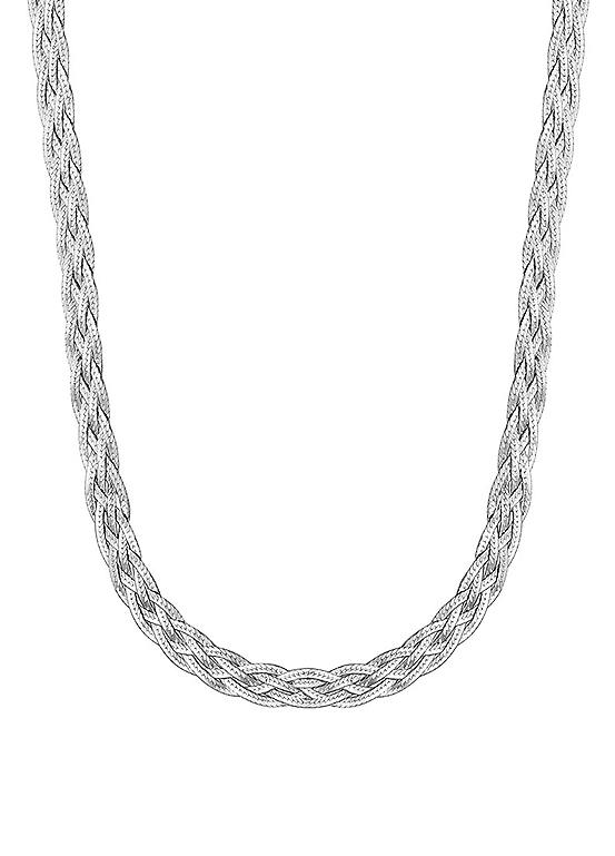 Simply Silver Recycled Sterling Silver 925 Herringbone Braided Necklace