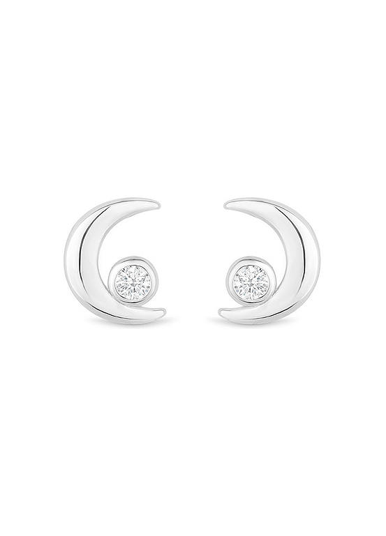Simply Silver Recycled Sterling Silver 925 Mini Moon Stud Earrings