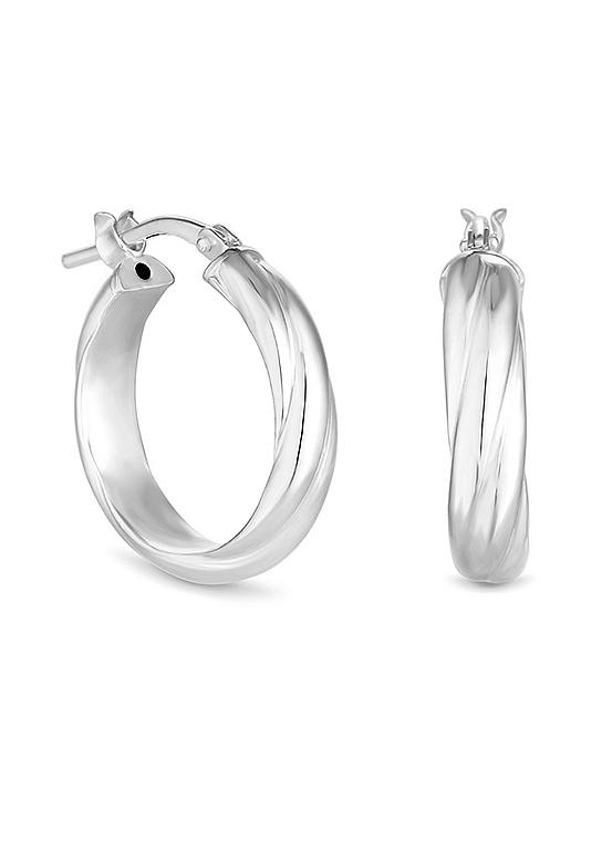 Simply Silver Recycled Sterling Silver 925 Twisted Mini Hoop Earrings