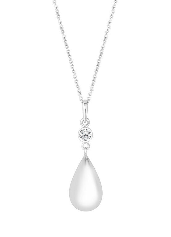 Simply Silver Sterling Silver 925 Besel Polished Drop Pendant Necklace