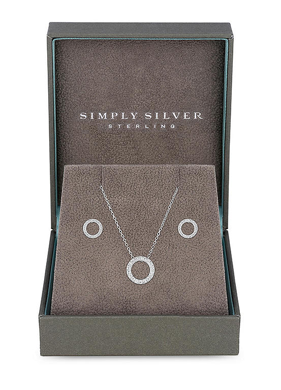 Simply Silver Sterling Silver 925 Cubic Zirconia Round Open Set - Gift Boxed