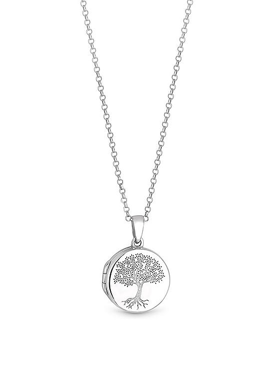Simply Silver Sterling Silver 925 Embossed Tree of Love Locket Necklace