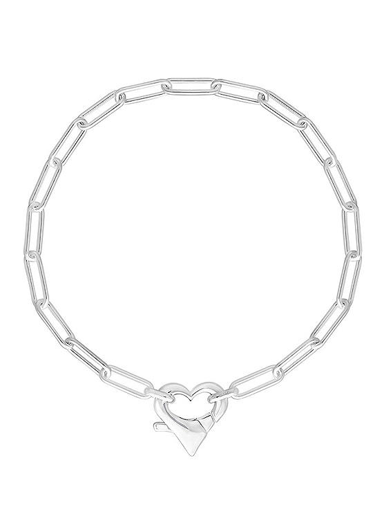 Simply Silver Sterling Silver 925 Open Heart Closure Bracelet