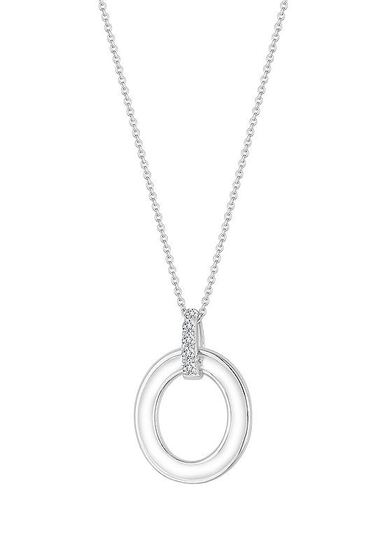 Simply Silver Sterling Silver 925 Polished Oval Link Drop Pendant Necklace