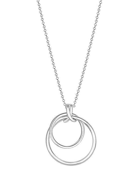 Simply Silver Sterling Silver 925 Polished Round Double Pendant Necklace