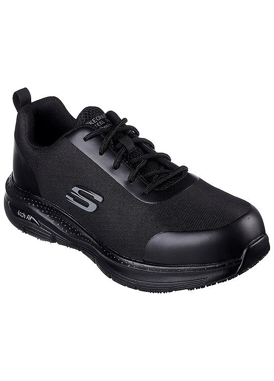 Skechers Work Mens Black Slip Resistant Arch Fit Sr Ringstap With Alloy Safety Toe Trainers