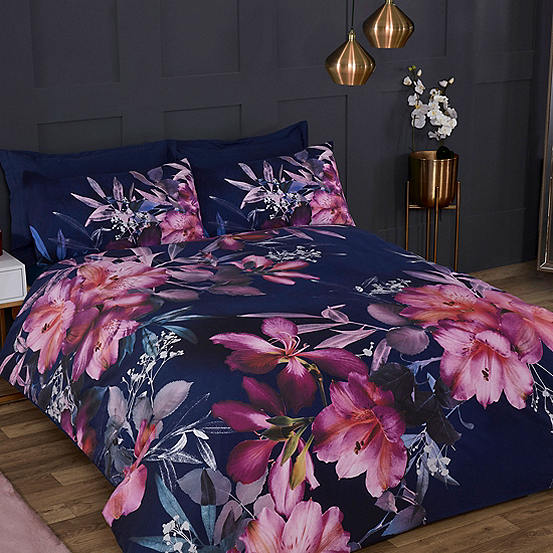 Sleepdown Large Floral Duvet Cover Set - Navy