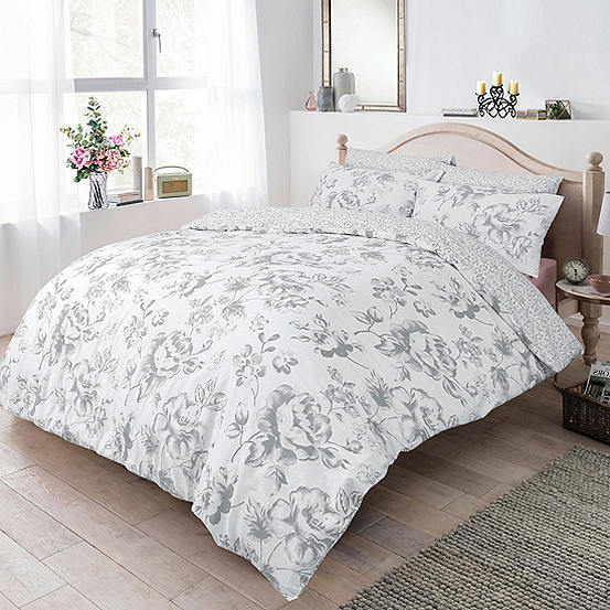 Sleepdown Monochrome Floral Duvet Cover Set