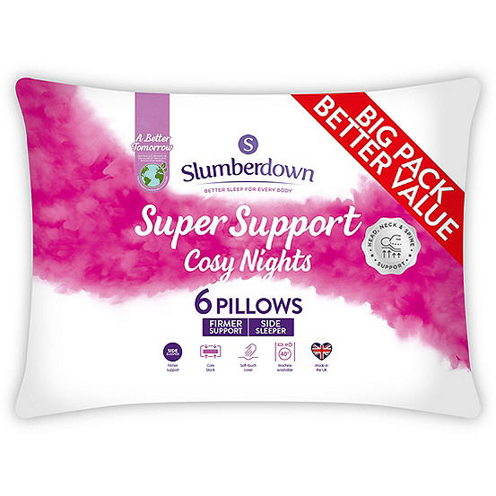 Slumberdown Super Support Cosy Nights Firm Support Pack of 6 Pillows