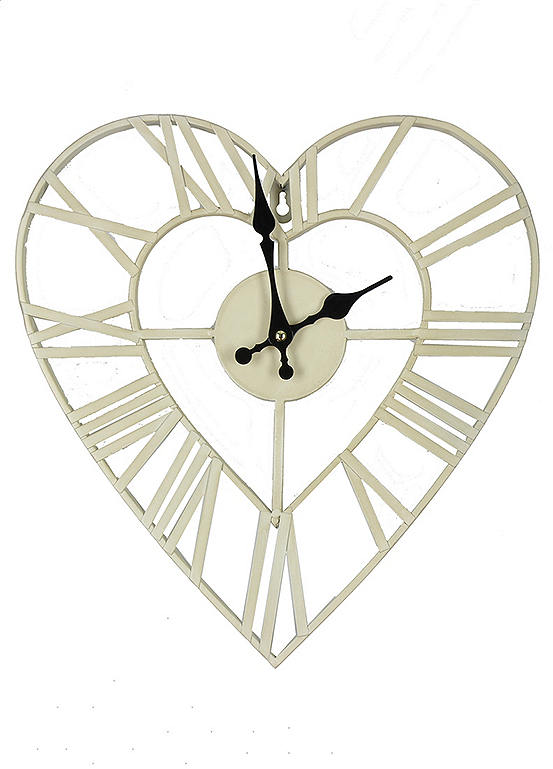 Sophia Cream Metal Heart Shape Wall Clock | Kaleidoscope