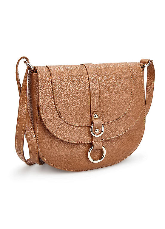 Tan Leather Saddle Crossbody Bag by Kaleidoscope | Kaleidoscope