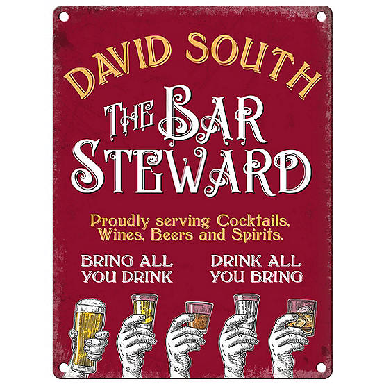 The Original Metal Sign Company The Bar Steward- Personalised Metal Sign for the Home