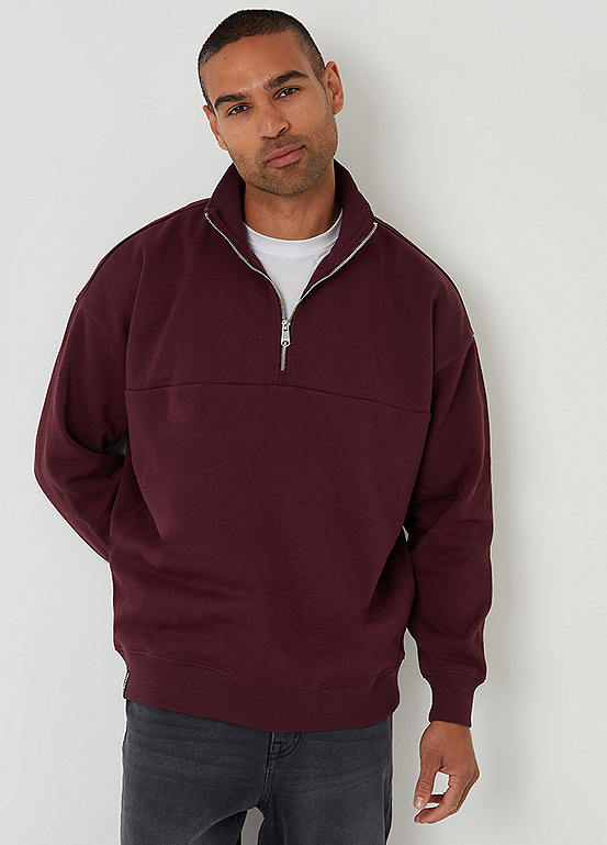 Burgundy Half Collar Zipper main image 1