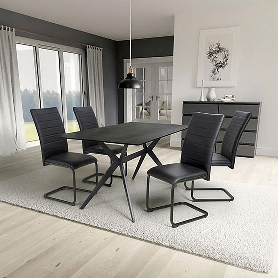 Timor Black 1.6m Dining Table & Carlisle Chairs
