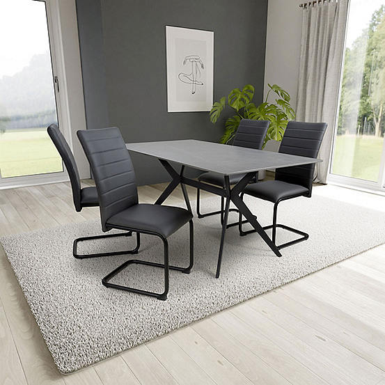 Timor Grey 1.6m Dining Table & Carlisle Chairs