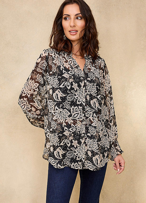 Together Paisley Print Shirred Neck Blouse