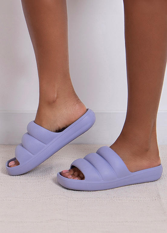 Totes Ladies Lilac Moulded Puffy Sliders