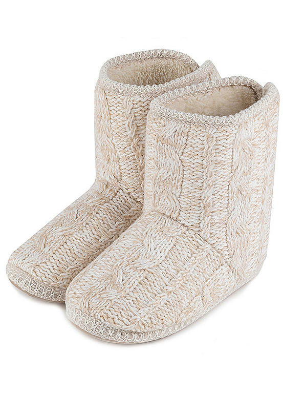 Totes Ladies Tall Knitted Cable Boots Kaleidoscope